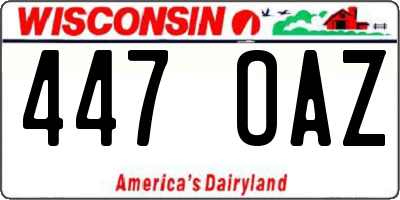 WI license plate 447OAZ