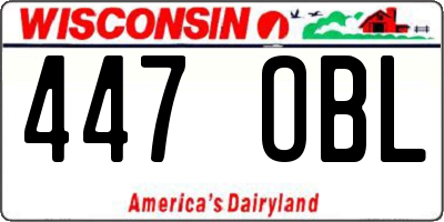 WI license plate 447OBL