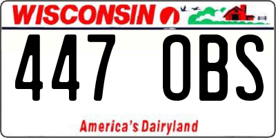 WI license plate 447OBS