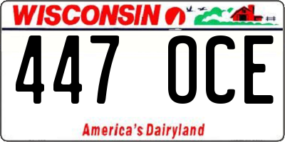 WI license plate 447OCE