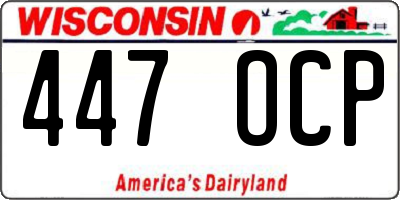 WI license plate 447OCP