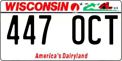 WI license plate 447OCT