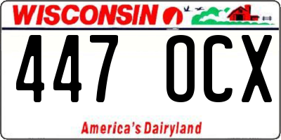 WI license plate 447OCX