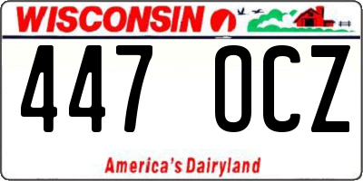 WI license plate 447OCZ