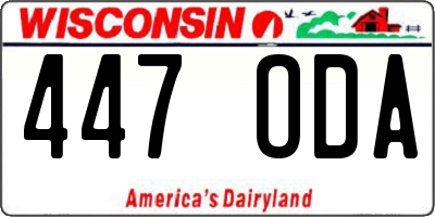 WI license plate 447ODA