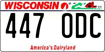 WI license plate 447ODC