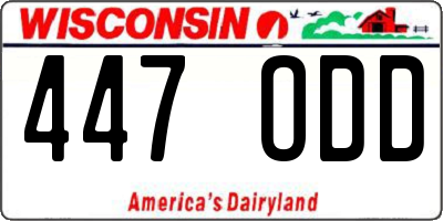 WI license plate 447ODD