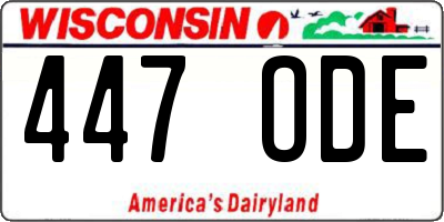 WI license plate 447ODE