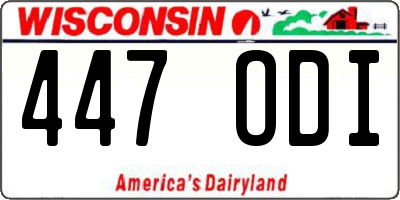 WI license plate 447ODI