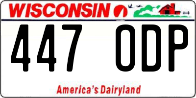 WI license plate 447ODP