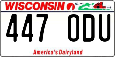WI license plate 447ODU