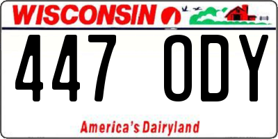 WI license plate 447ODY
