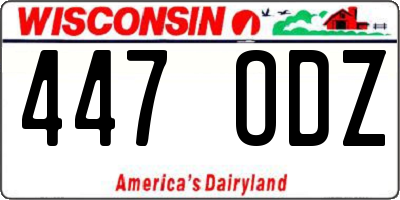 WI license plate 447ODZ