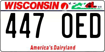 WI license plate 447OED