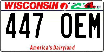 WI license plate 447OEM