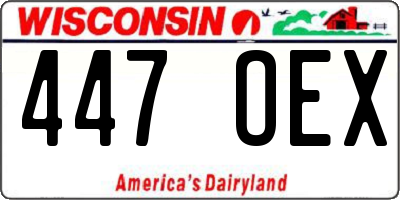 WI license plate 447OEX