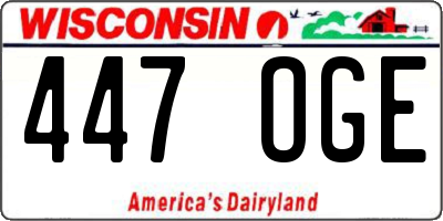 WI license plate 447OGE