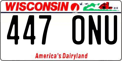 WI license plate 447ONU