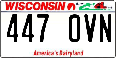 WI license plate 447OVN