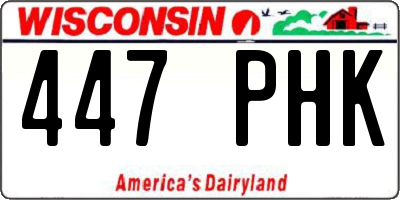 WI license plate 447PHK