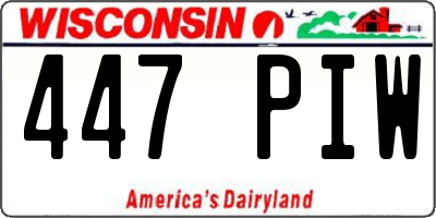 WI license plate 447PIW