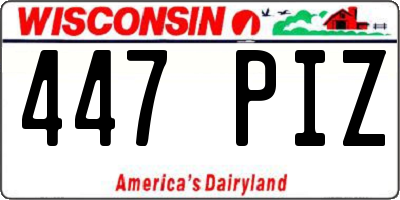 WI license plate 447PIZ