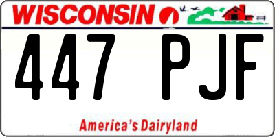 WI license plate 447PJF