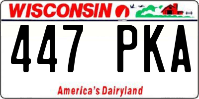 WI license plate 447PKA