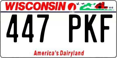 WI license plate 447PKF