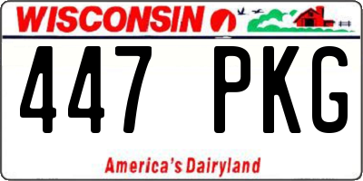 WI license plate 447PKG