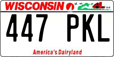 WI license plate 447PKL