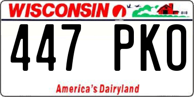 WI license plate 447PKO