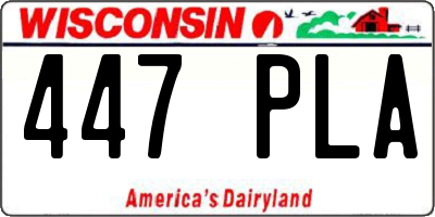 WI license plate 447PLA