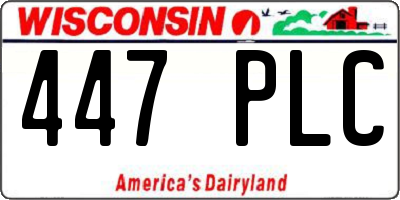 WI license plate 447PLC
