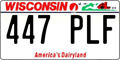 WI license plate 447PLF
