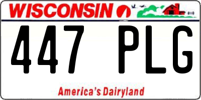 WI license plate 447PLG