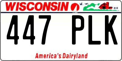WI license plate 447PLK