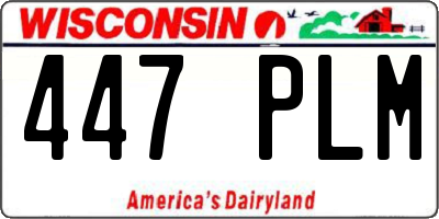 WI license plate 447PLM