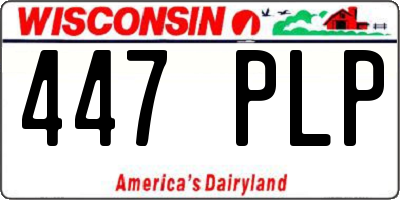 WI license plate 447PLP