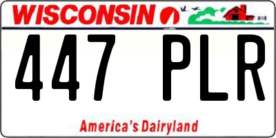 WI license plate 447PLR