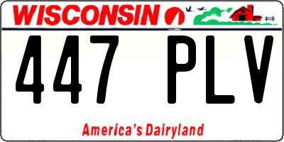 WI license plate 447PLV