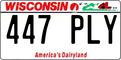 WI license plate 447PLY