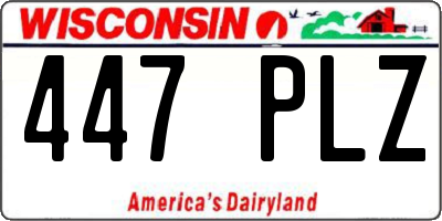 WI license plate 447PLZ