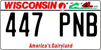 WI license plate 447PNB