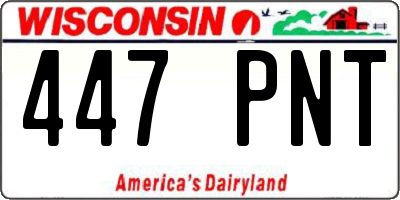 WI license plate 447PNT