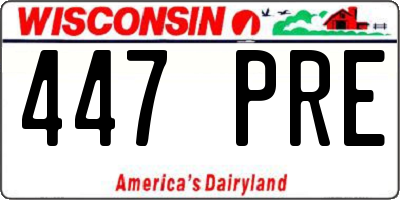WI license plate 447PRE