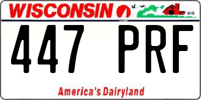 WI license plate 447PRF