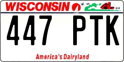 WI license plate 447PTK
