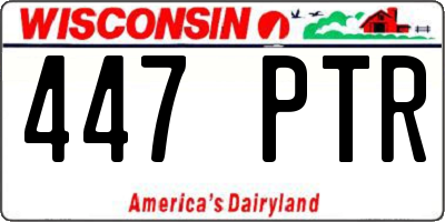 WI license plate 447PTR