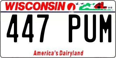 WI license plate 447PUM